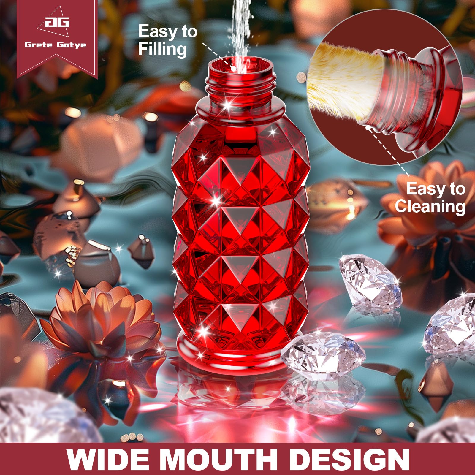 Grete Gotye feeder held in hand showing 25-ounce scale and capacity benefit