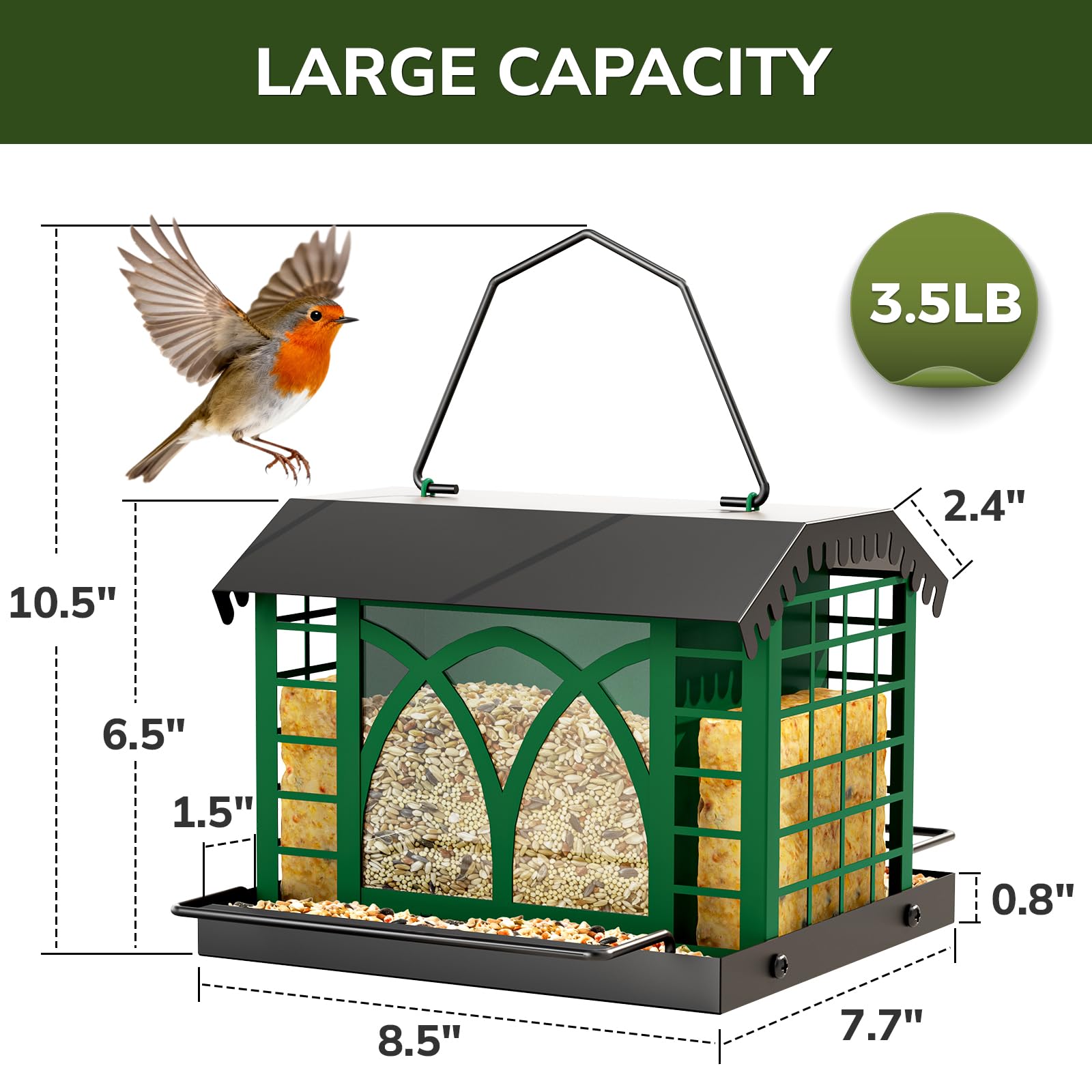 Grete Gotye suet cage and perches providing comfortable feeding spots