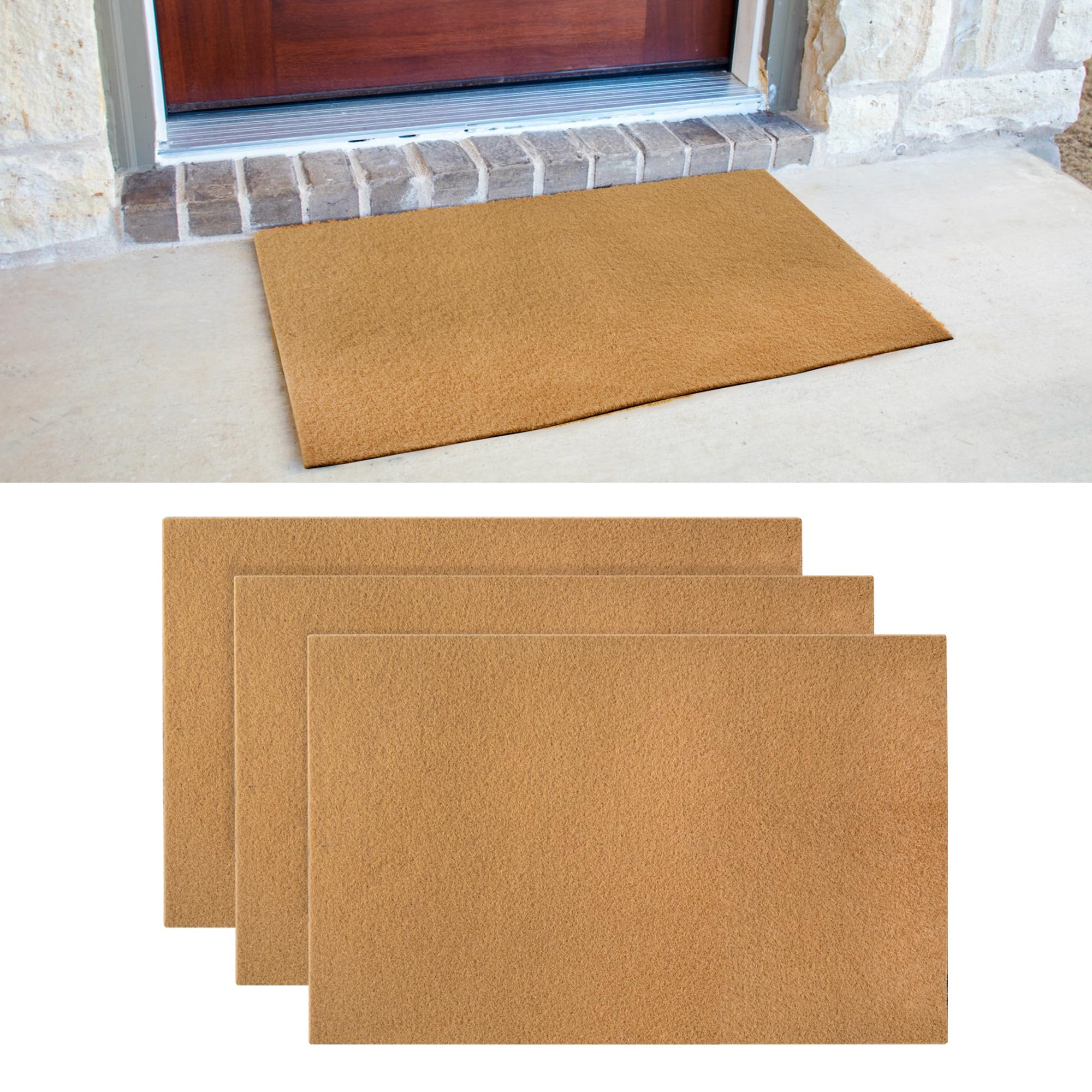 GRETJOB front view of three-pack mats showing clean entryway protection