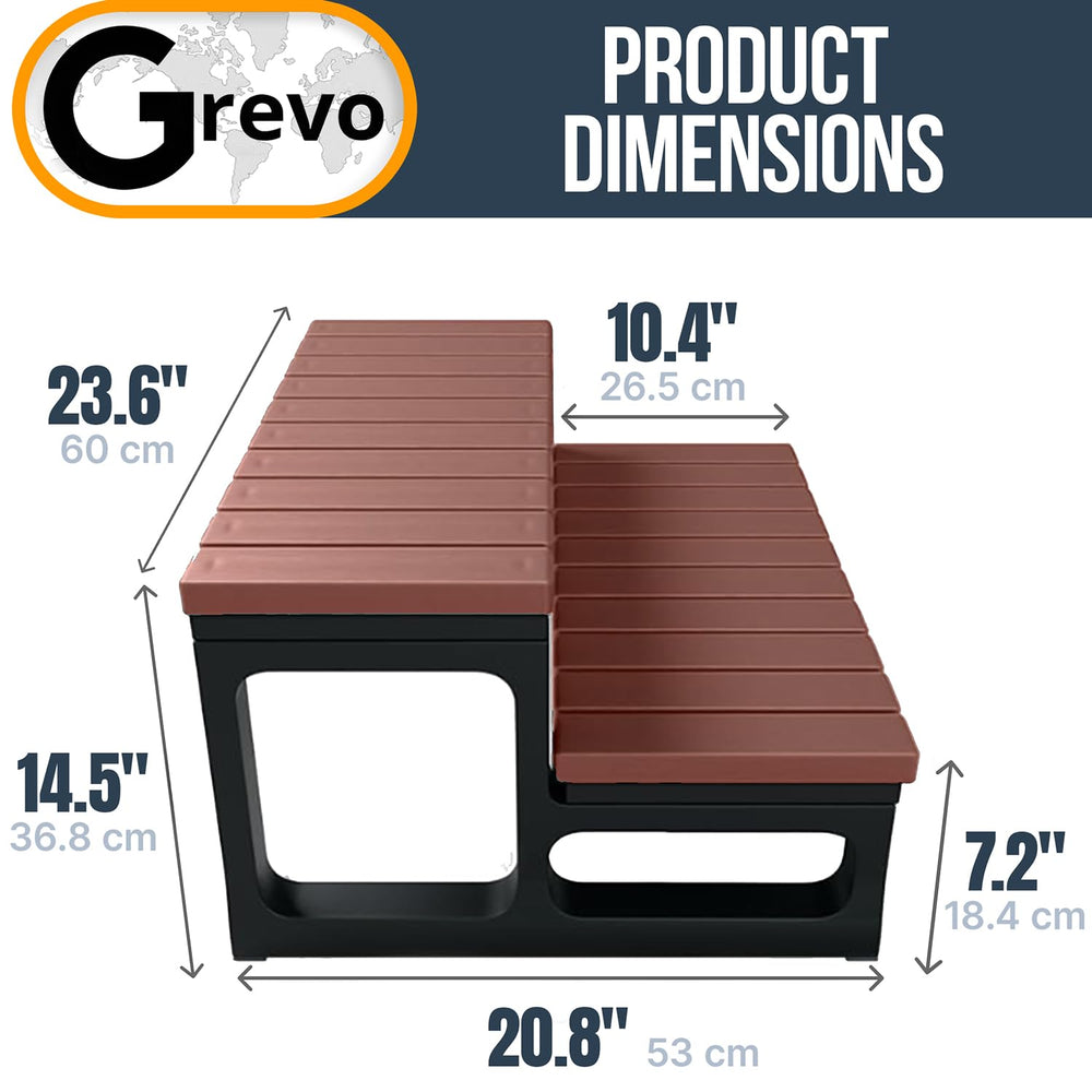 GREVO side profile of steps showing sturdy construction and low profile stability