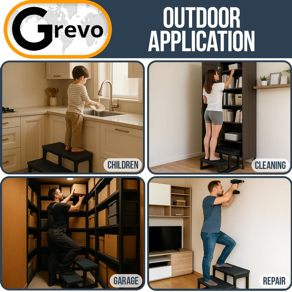 Grevo unboxed components showing tool-free assembly kit for quick setup