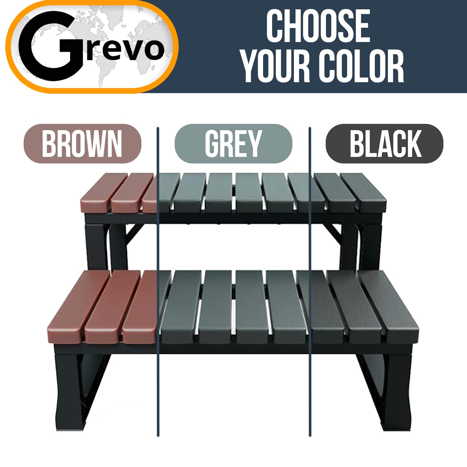 Grevo side profile highlighting sturdy base and low-profile design for stability