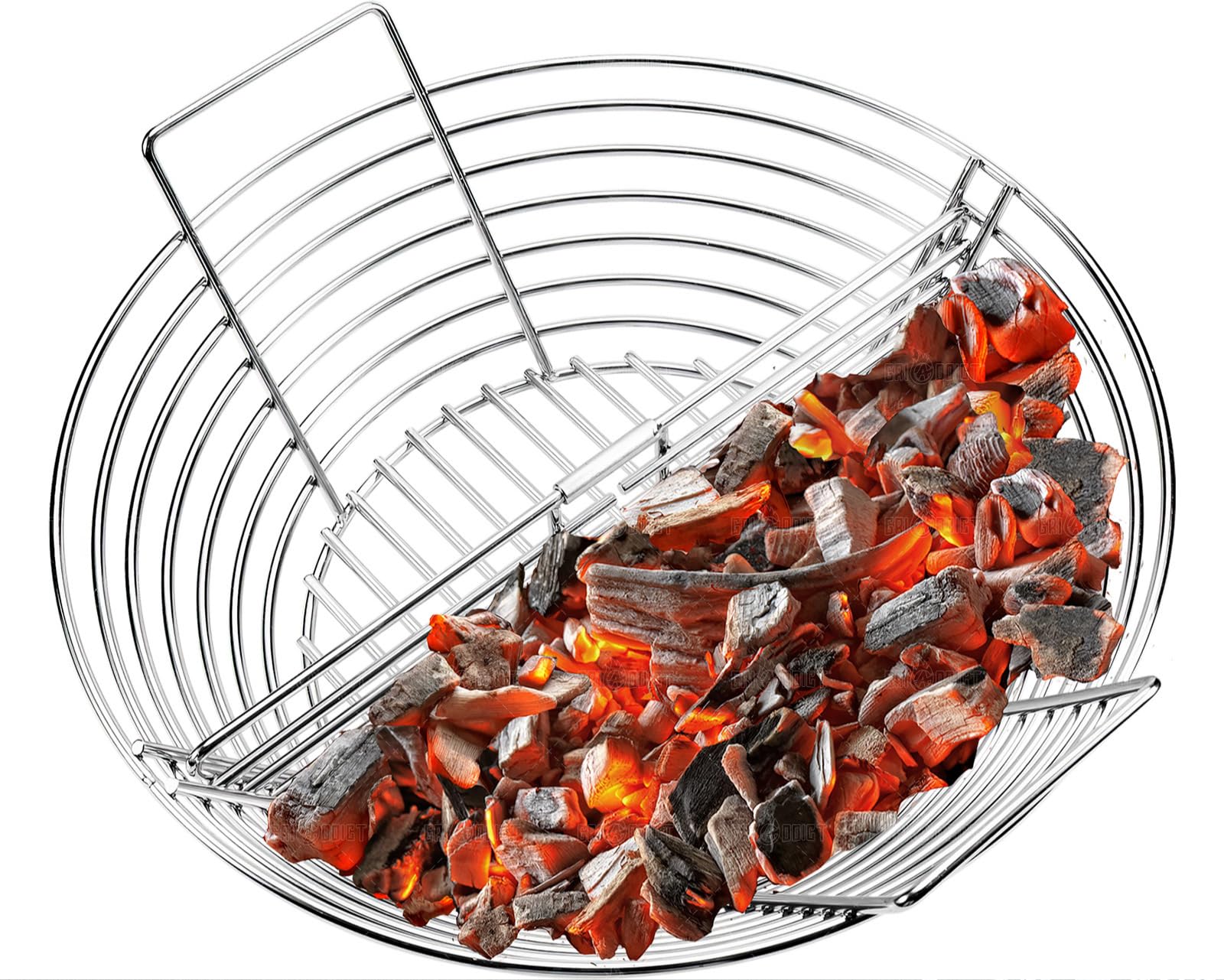 GriAddict front view charcoal basket showing fit and durable build benefit