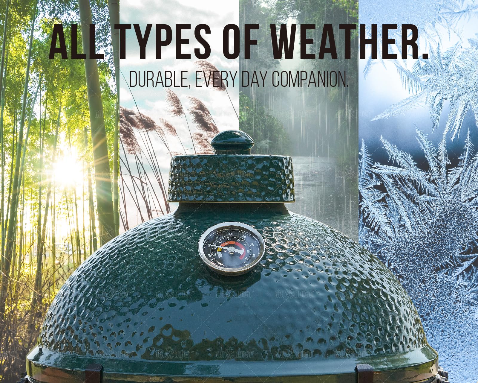 GriAddict damper top installed on Big Green Egg to control airflow