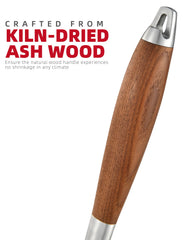 GRILAZ close-up of heat-treated ash wood handle for comfortable grip