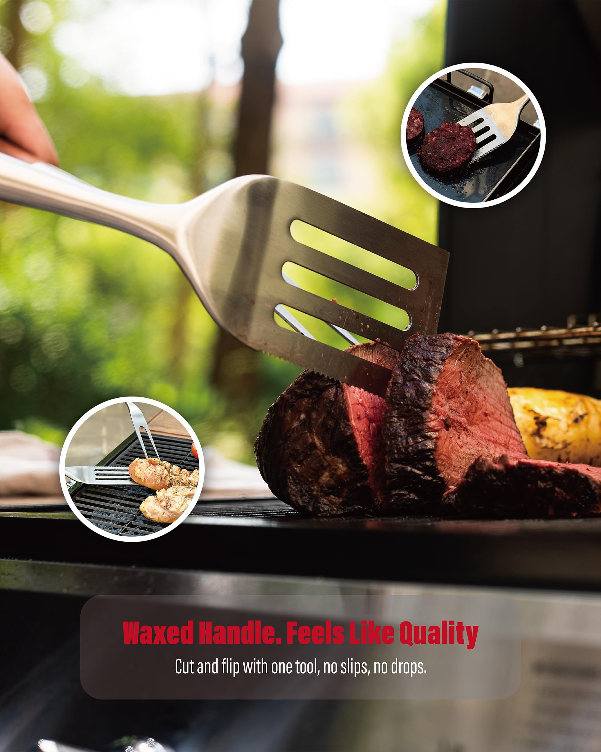 GRILAZ carving fork prongs and handle showing sturdy stainless steel control