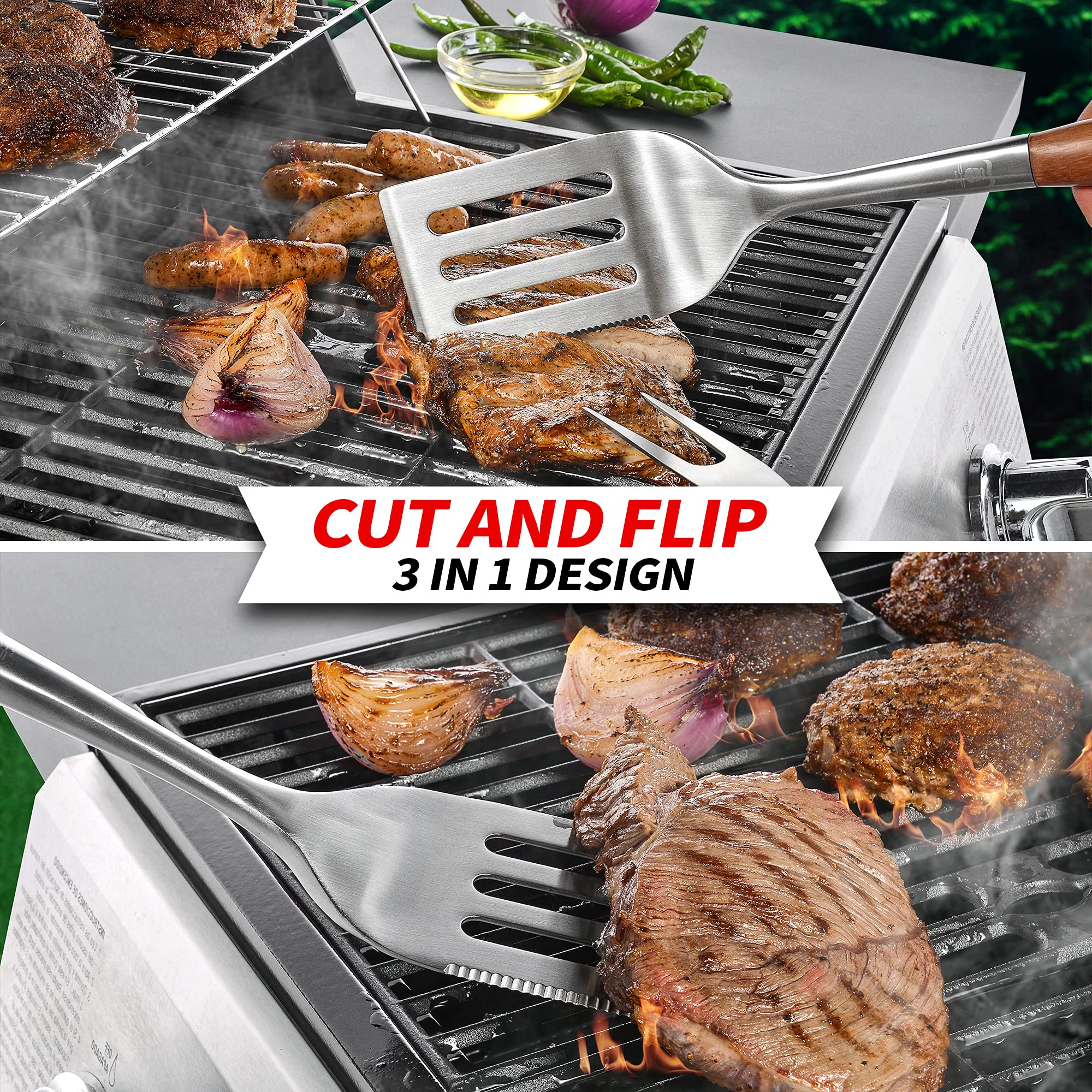 GRILAZ fork tines and handle connection showing sturdy full-tang construction benefit