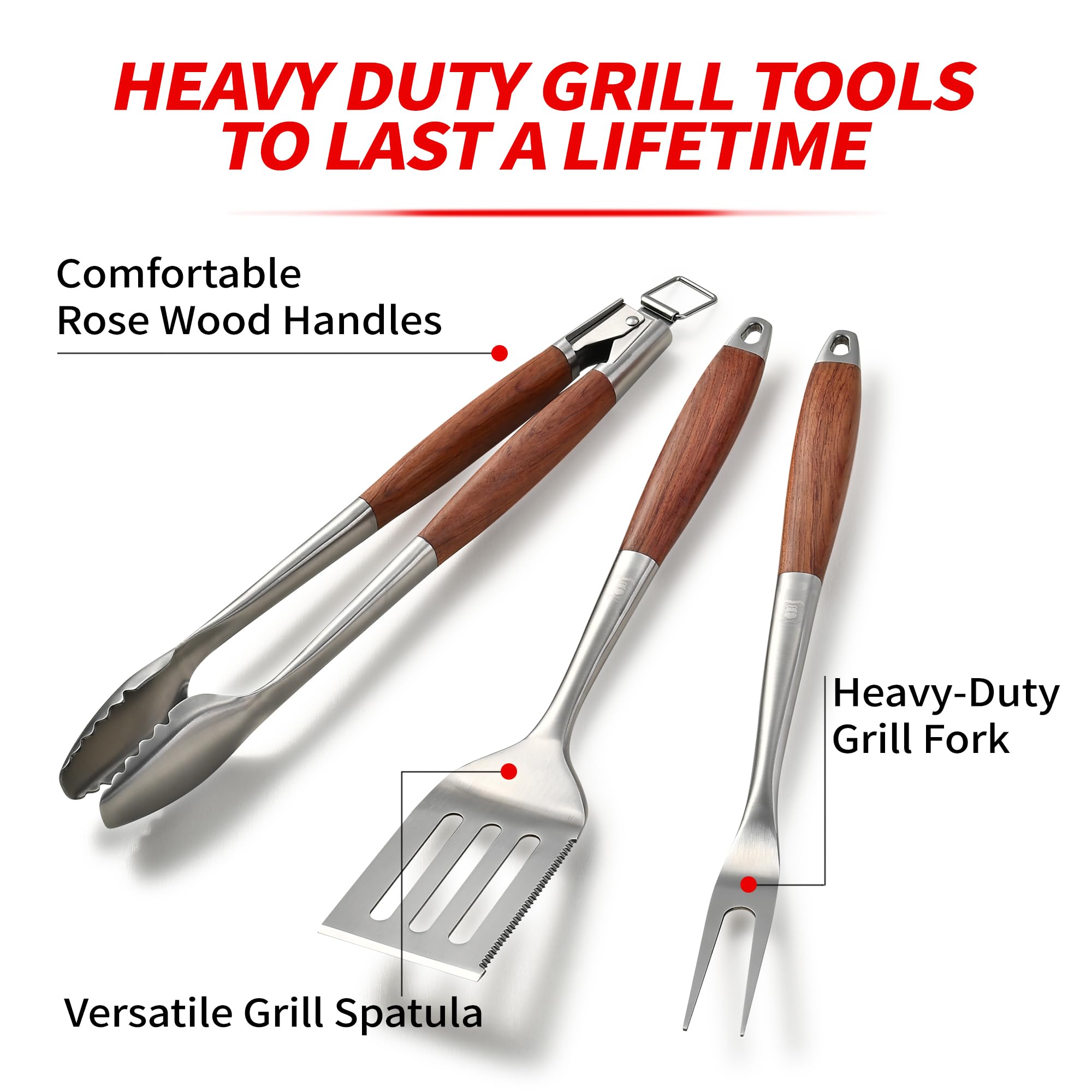 GRILAZ spatula close-up showing serrated edge and thick stainless steel for easy slicing