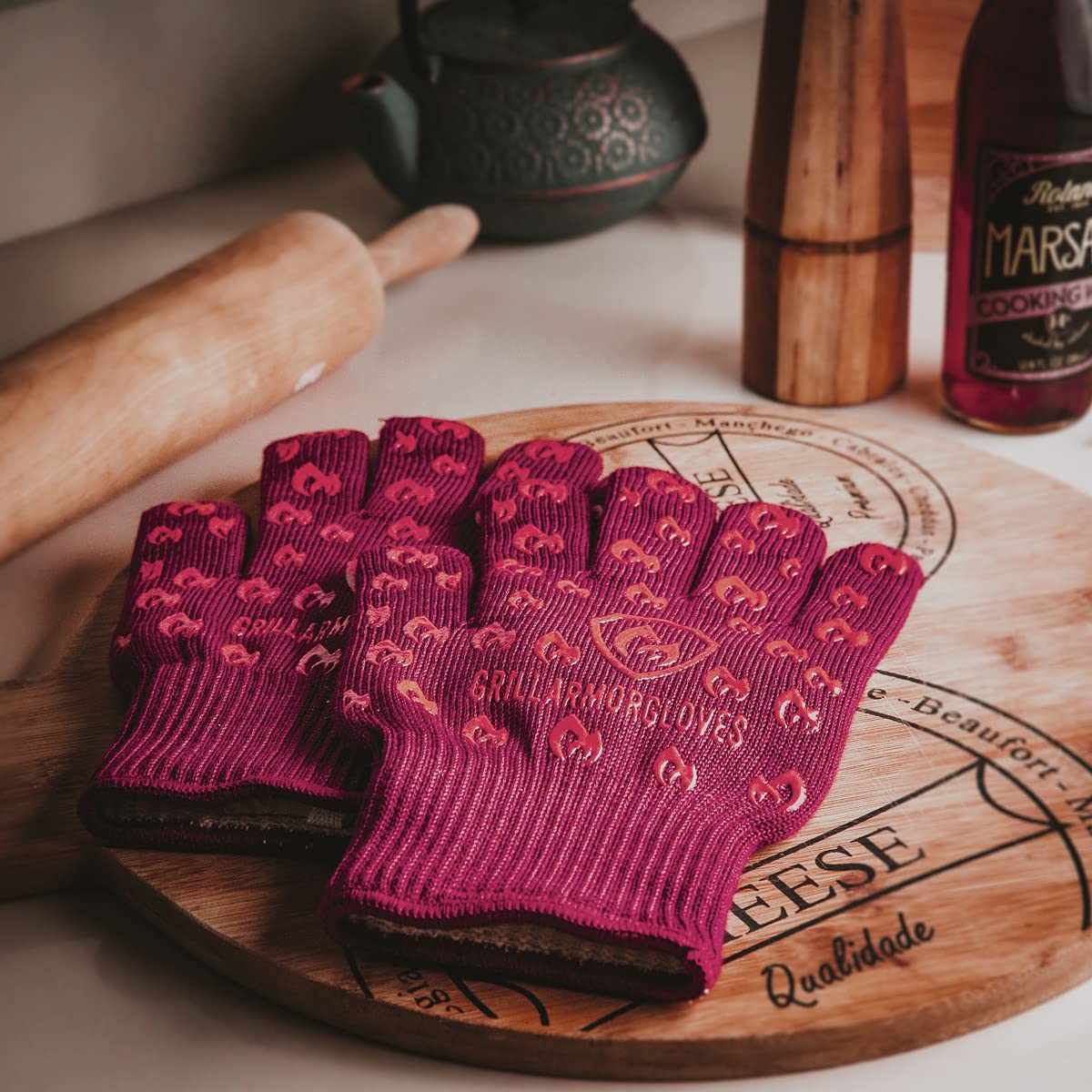 Grill Armor palm close-up with textured grip for secure handling of hot cookware