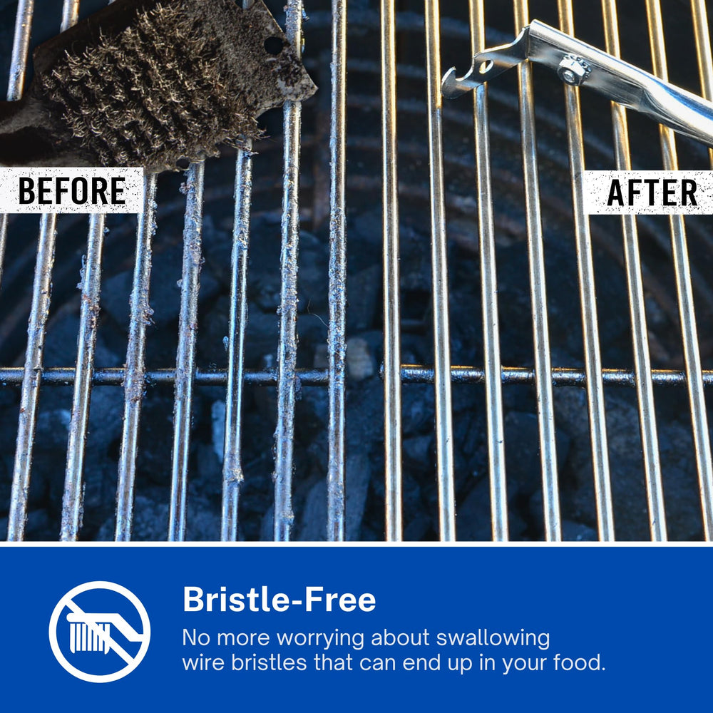 Grill Floss next to common grill utensils showing compact size and easy storage