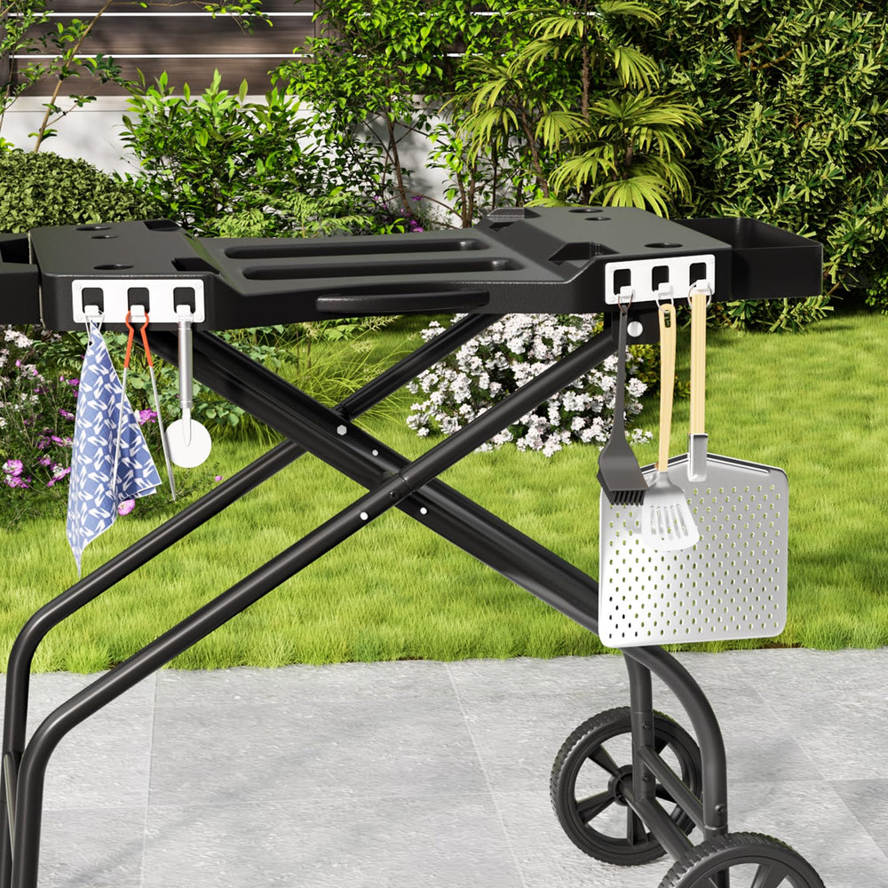 GRILL FORCE folded cart compact for storage in trunk or RV for convenient portability