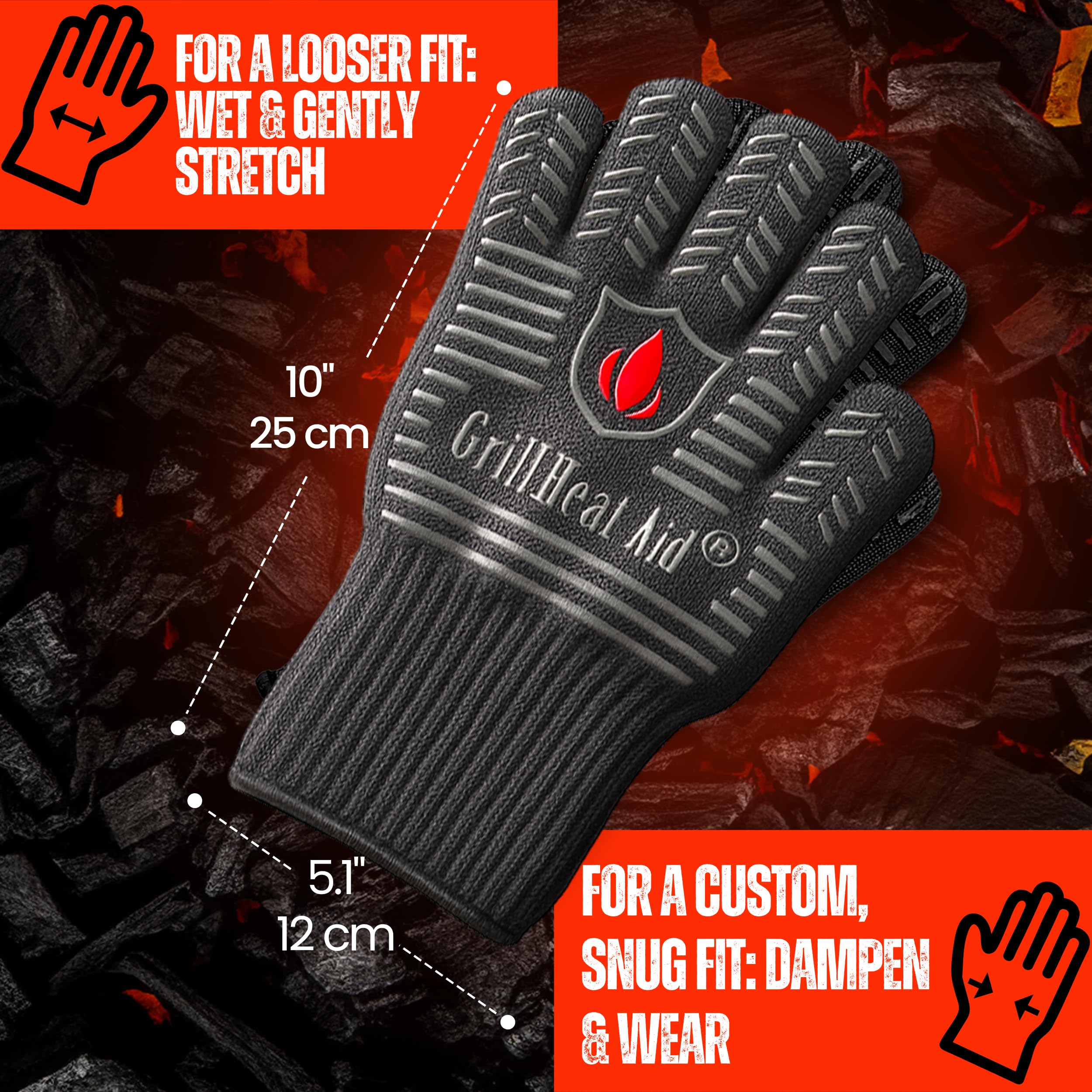 Grill Heat Aid aramid fabric close-up showing tough heat-resistant shell