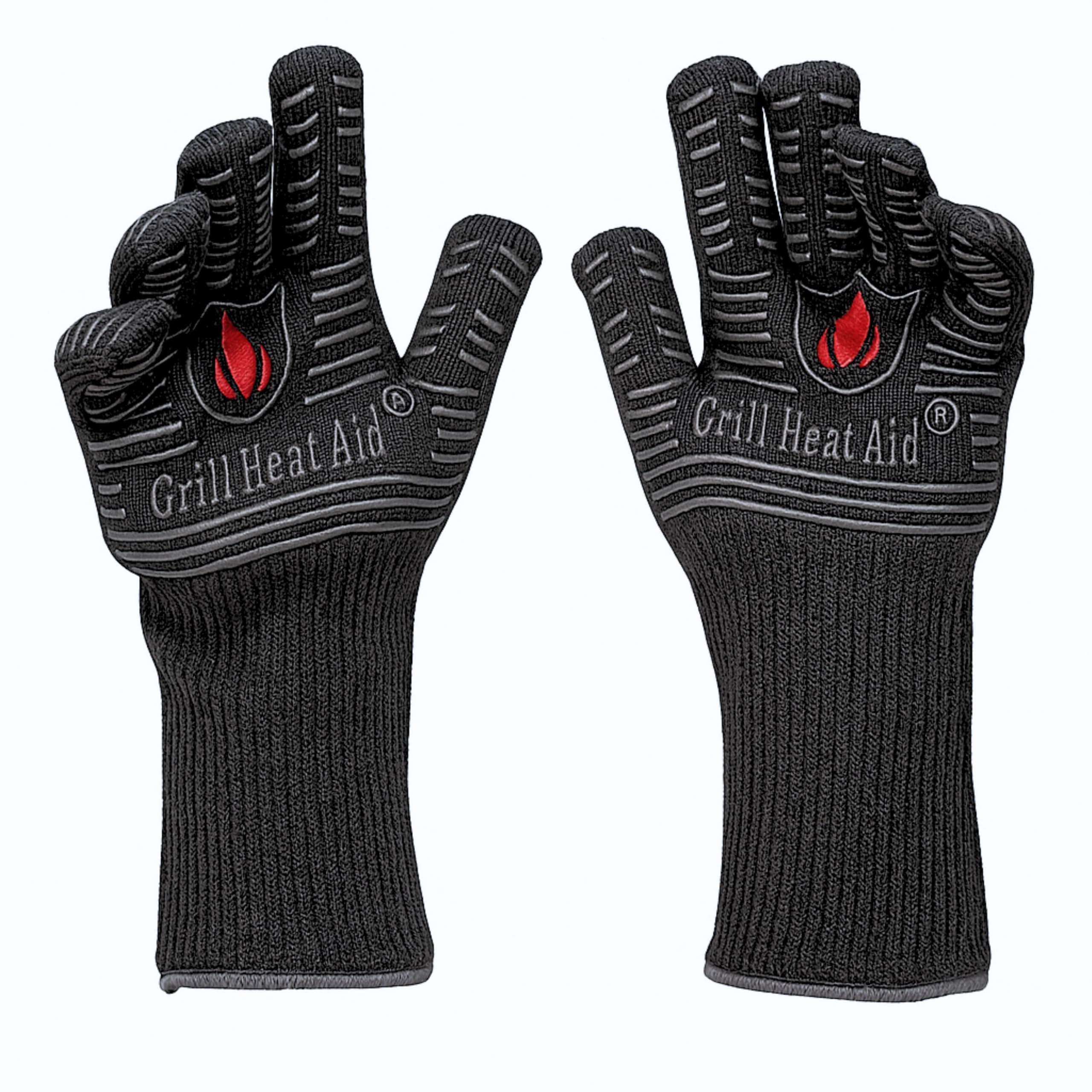 Grill Heat Aid front packaging showing gloves and features for safe grilling