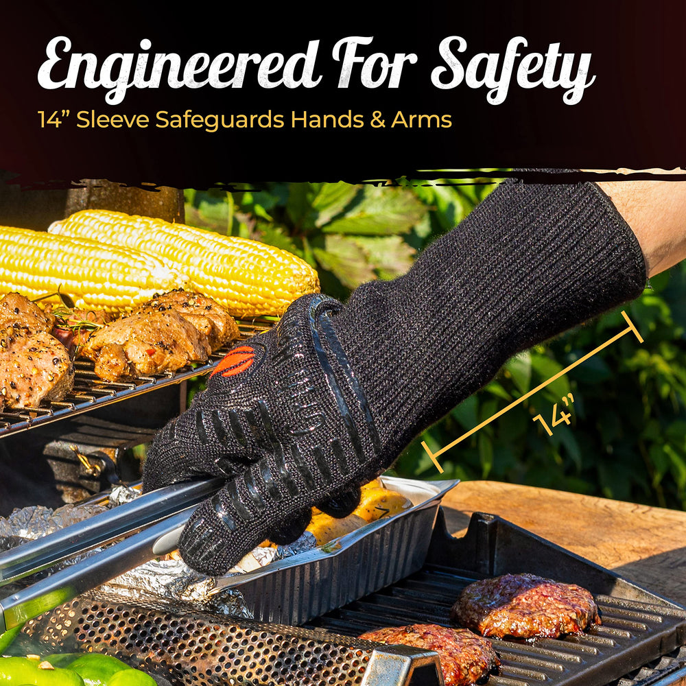 Grill Heat Aid cotton-poly lined palm inside glove for sweat-wicking comfort