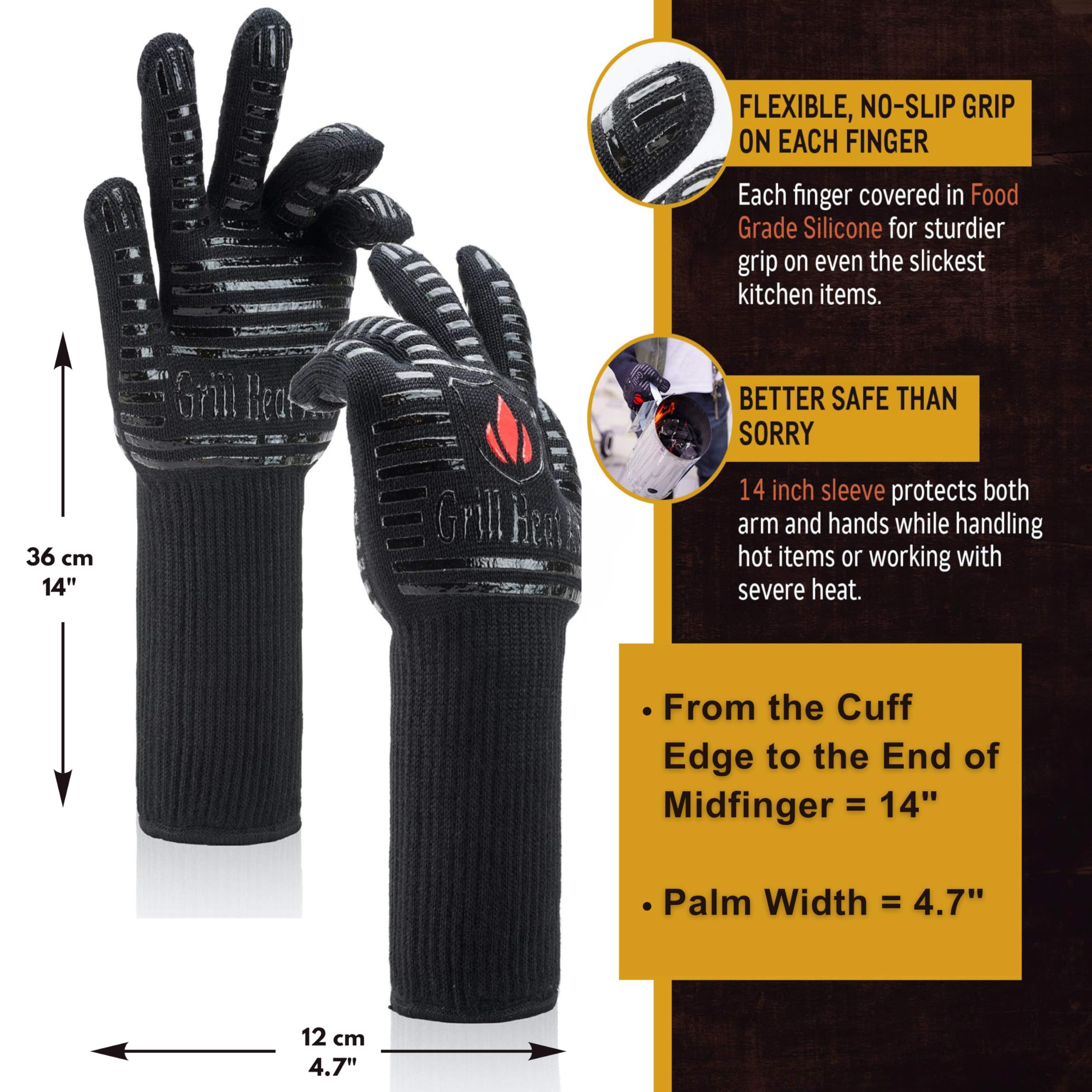 Grill Heat Aid silicone grip detail on palm providing slip-resistant control