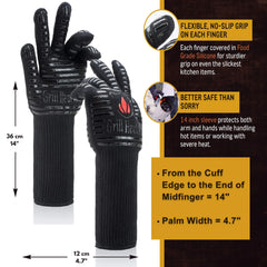 Grill Heat Aid silicone grip detail on palm providing slip-resistant control