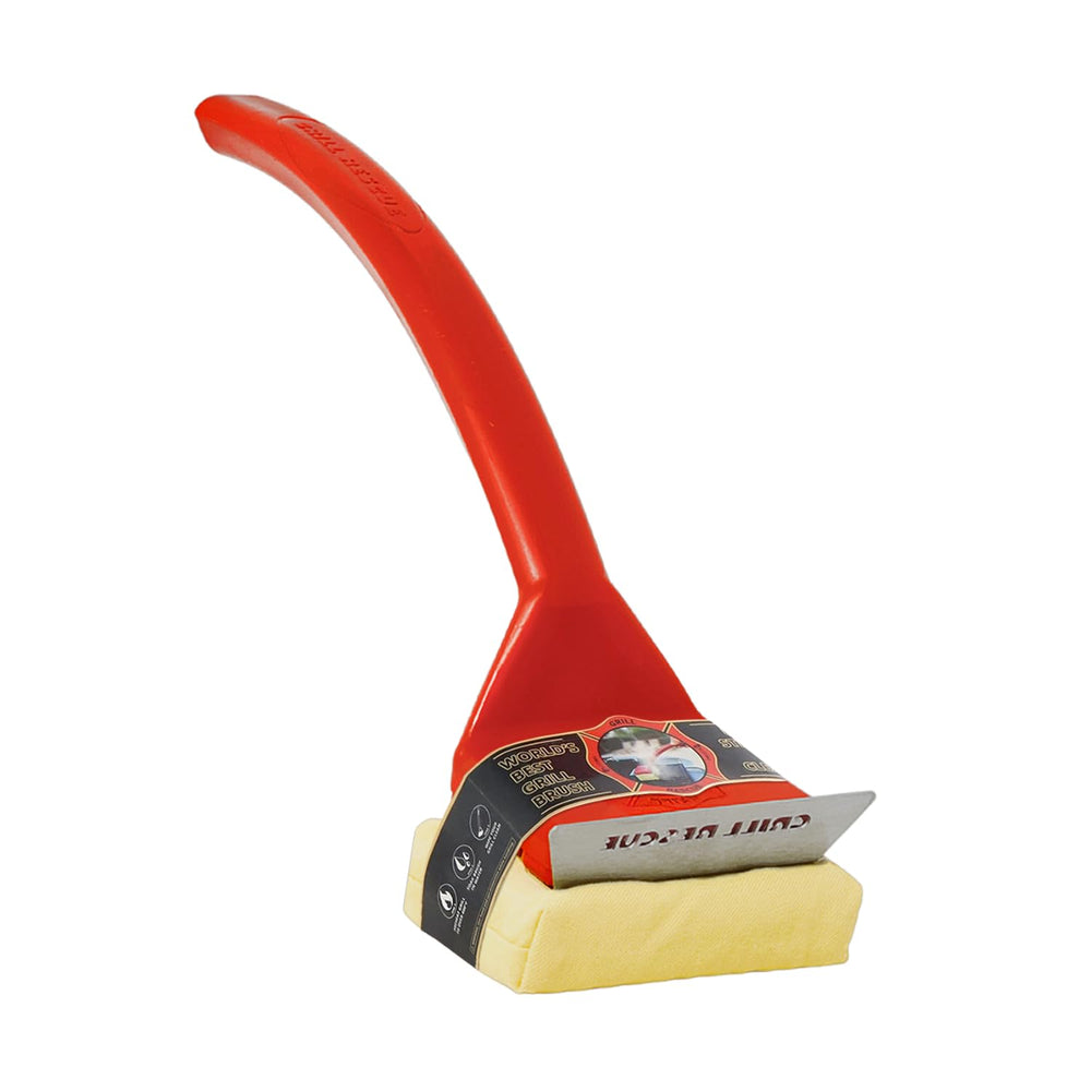 Grill Rescue front view of griddle brush showing whole tool for easy handling benefit
