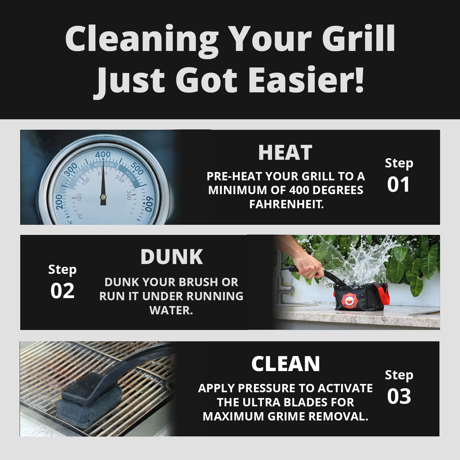 Grill Rescue head held in hand showing scale and simple replaceability benefit