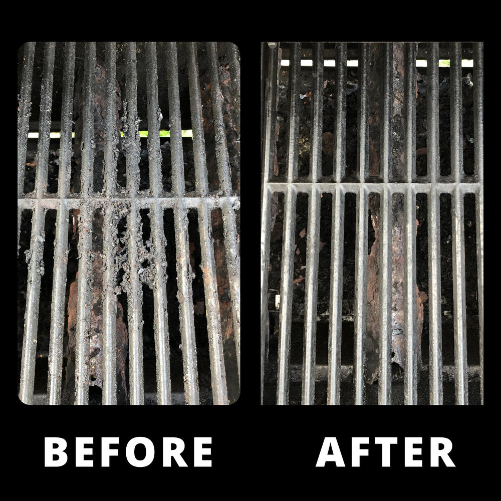 Grill Rescue replacement head beside ruler showing compact size and easy handle swap benefit