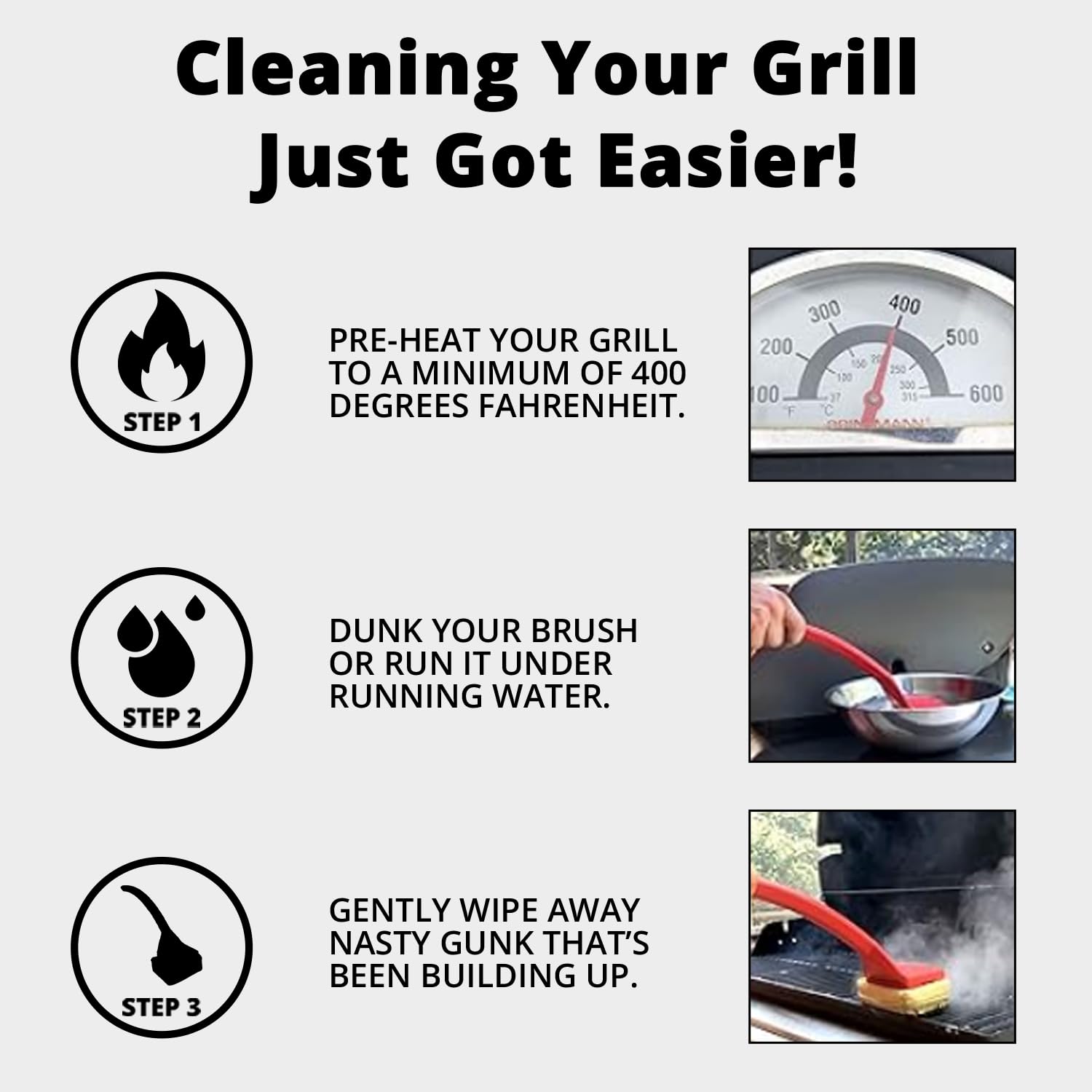 Grill Rescue cleaning head beside a coin showing compact size and easy storage