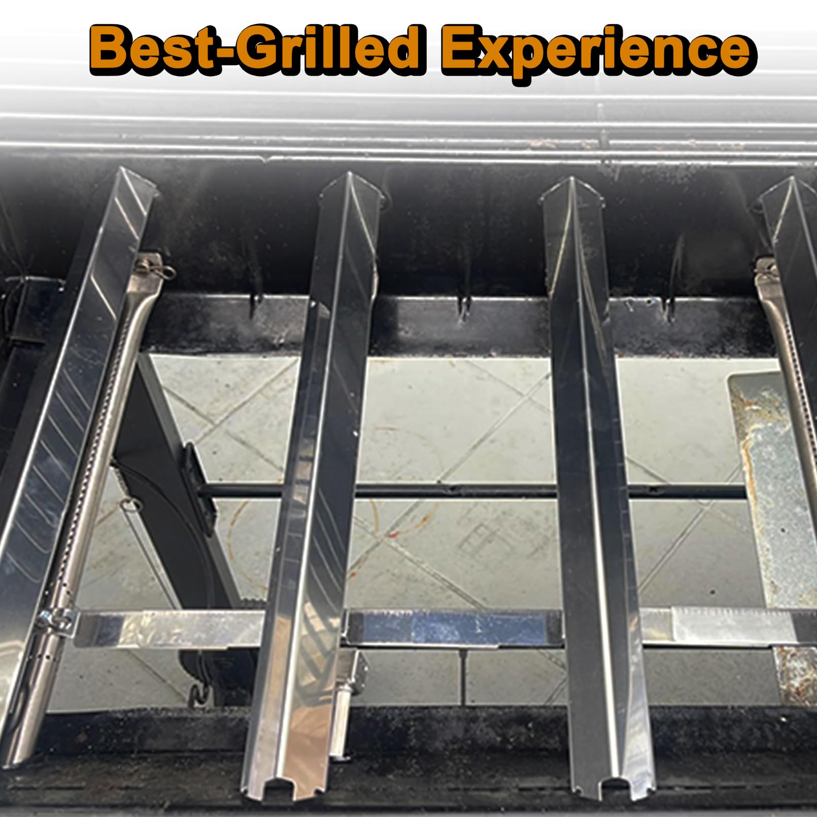 Grill Valueparts carryover tubes arranged to show adjustable lengths for even heat