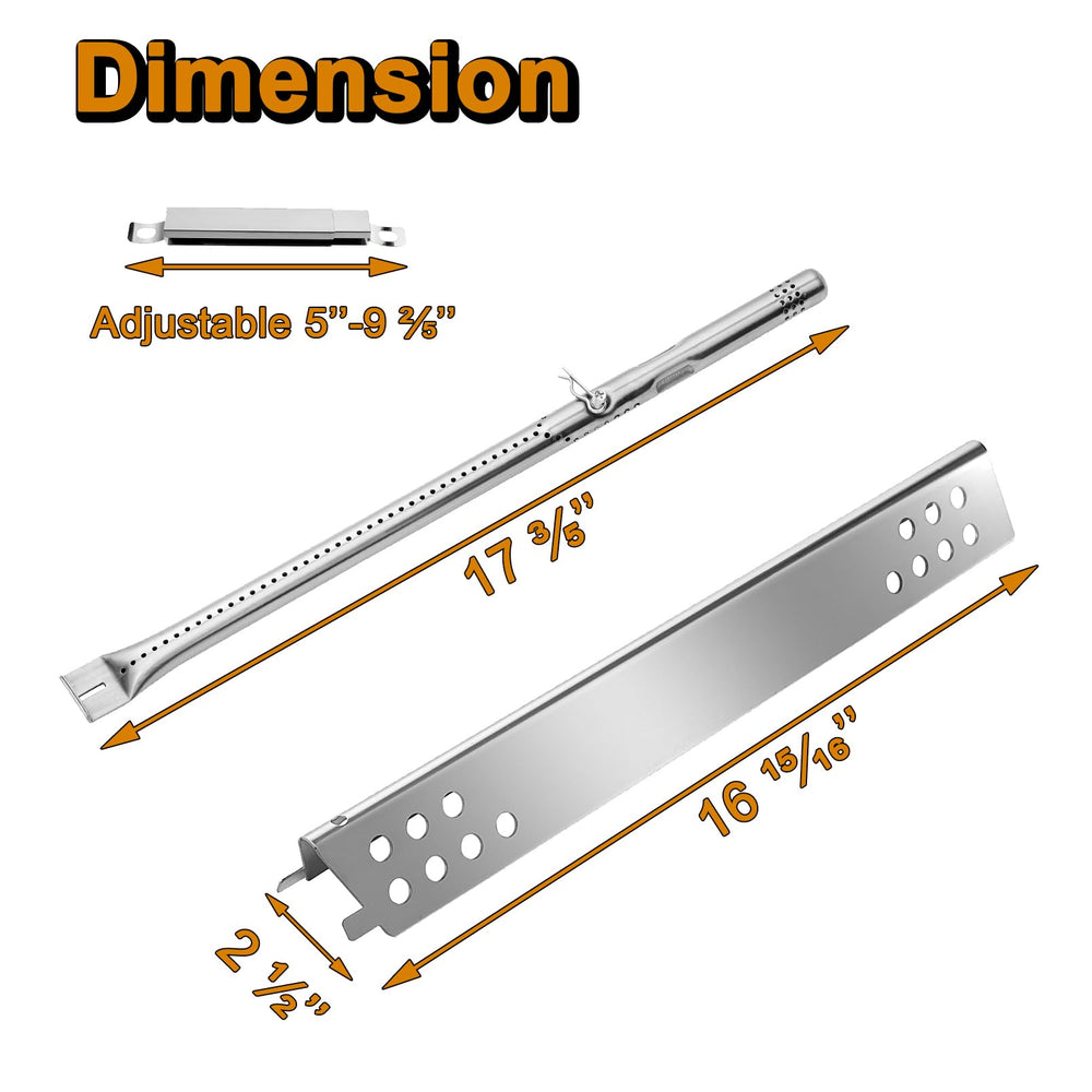 Grill Valueparts stainless-steel burner tube close-up showing durability