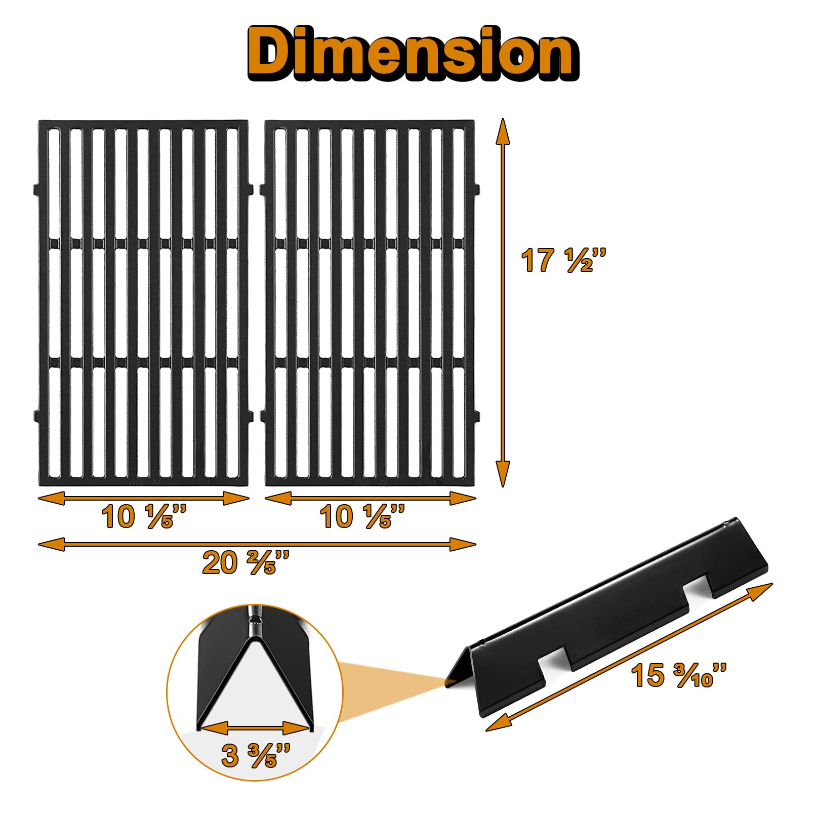 Grill Valueparts flavorizer bars close-up showing porcelain finish protecting burners