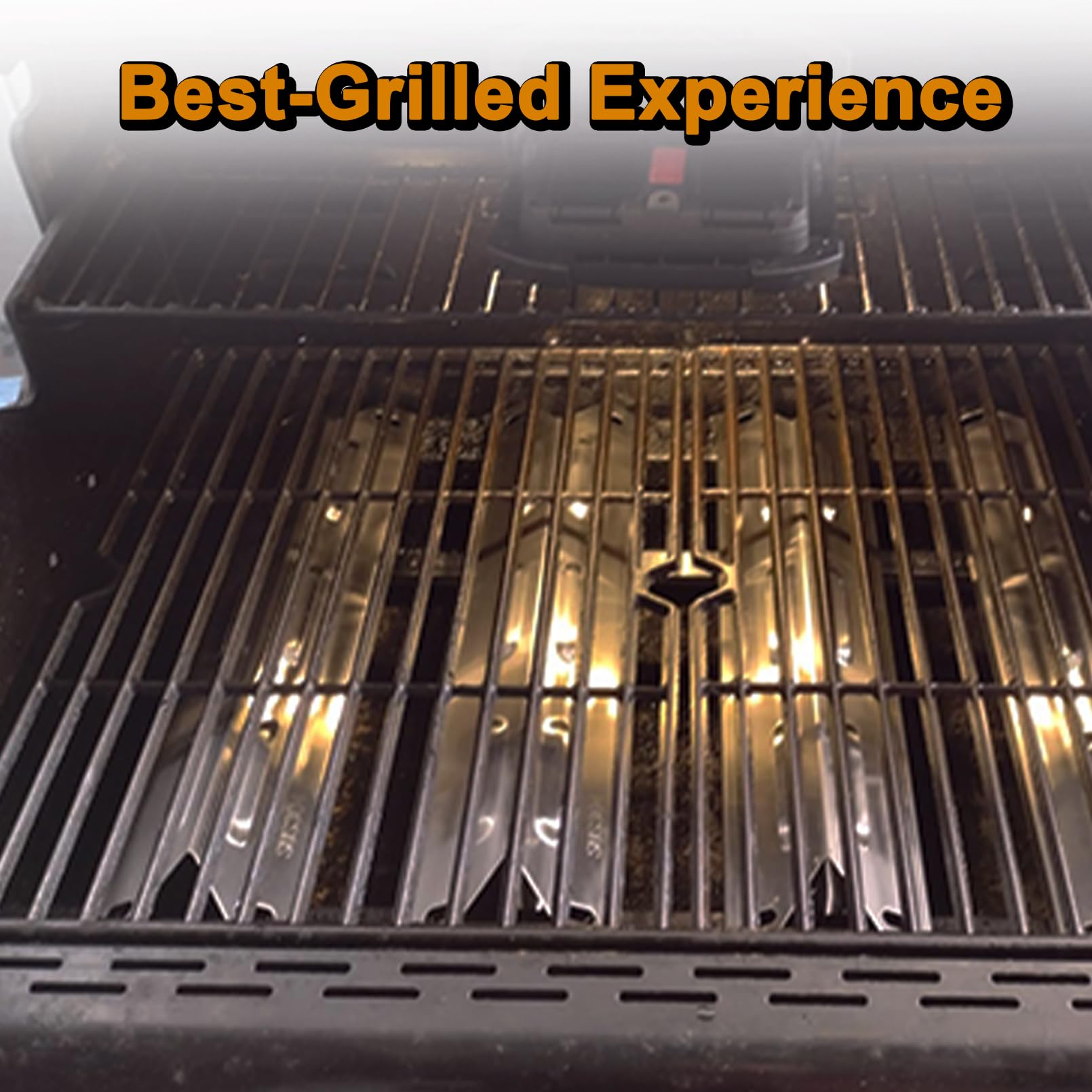 Top-down view of Grill Valueparts components installed in a Kenmore grill producing even heating