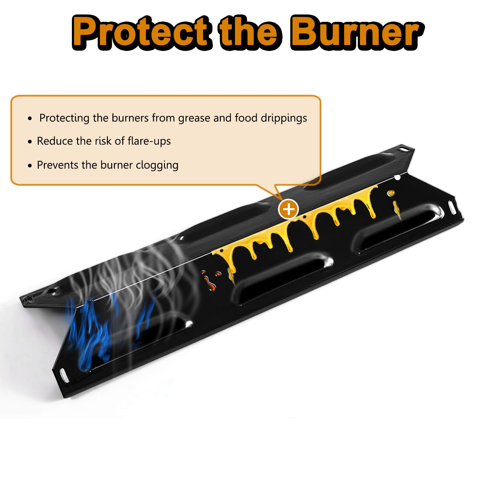 Grill Valueparts heat plate and burner beside ruler to show exact dimensions for proper fit