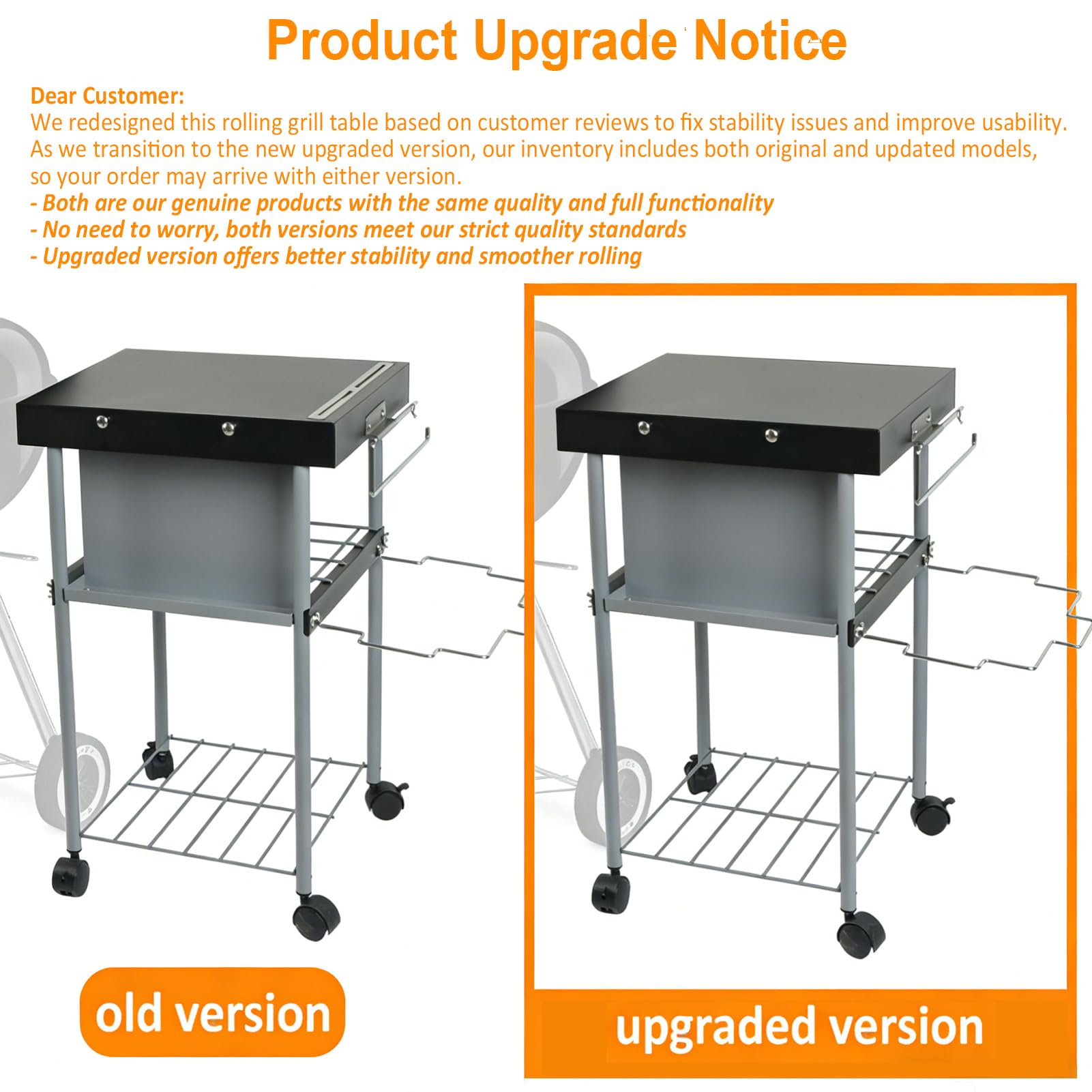 GrillAce powder-coated frame close-up resisting rust and outdoor wear