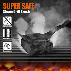GRILLART close-up of StelFyber pad texture removing char for efficient cleaning