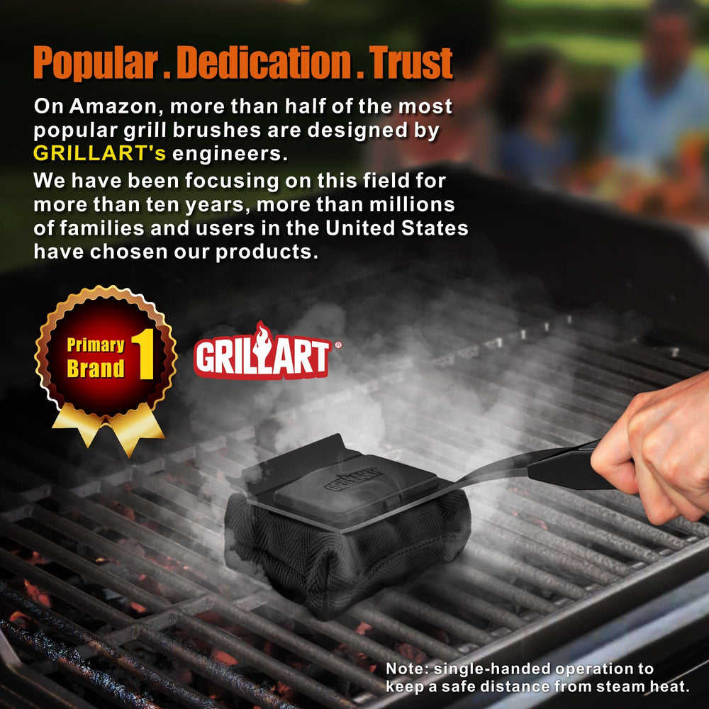 GRILLART detachable head mechanism highlighting safety clip for secure fit