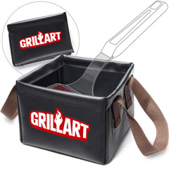 GRILLART soak basin front view showing replacement pad and safe bristle-free design