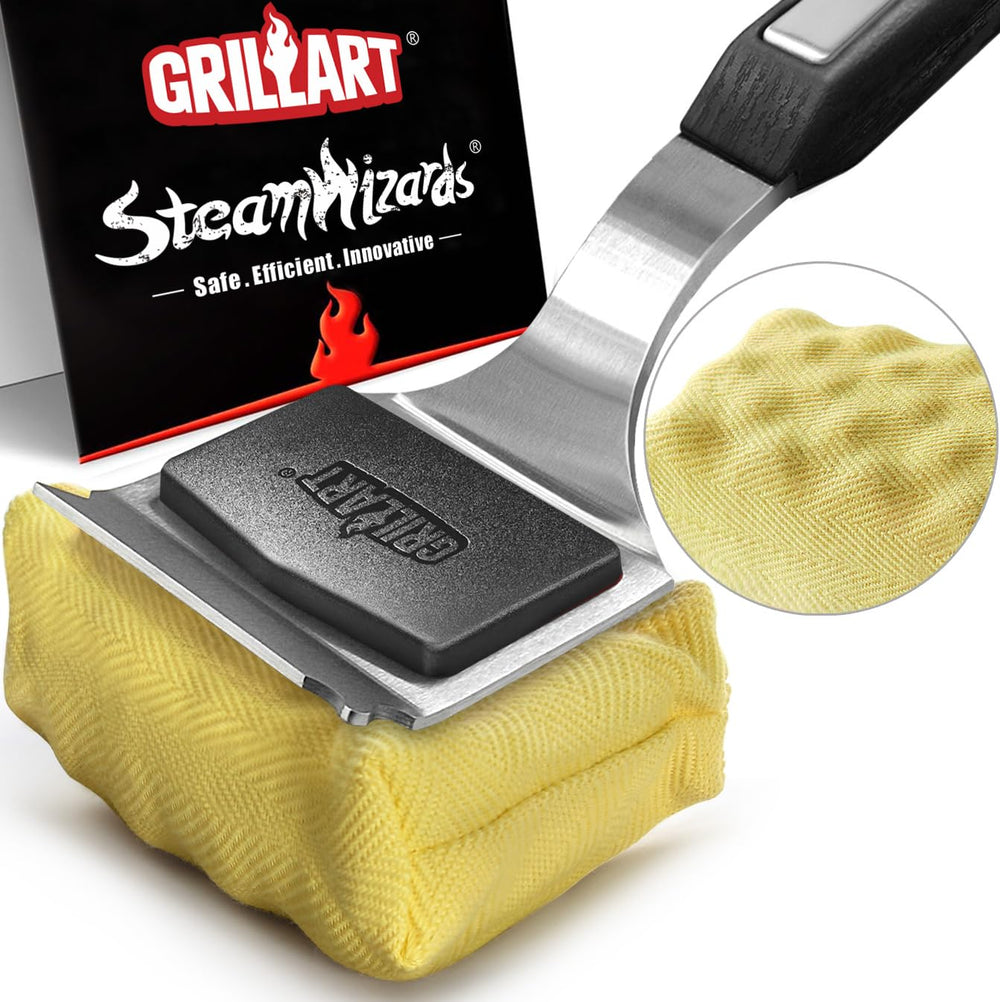 GRILLART front view brush showing full tool and safe bristle-free design benefit