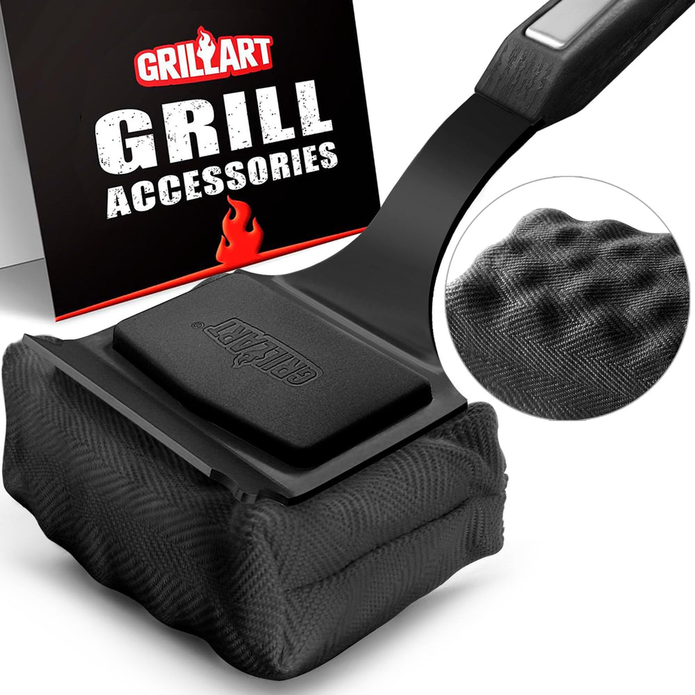 GRILLART front view showing bristle-free SteamWizards head and handle for safe cleaning