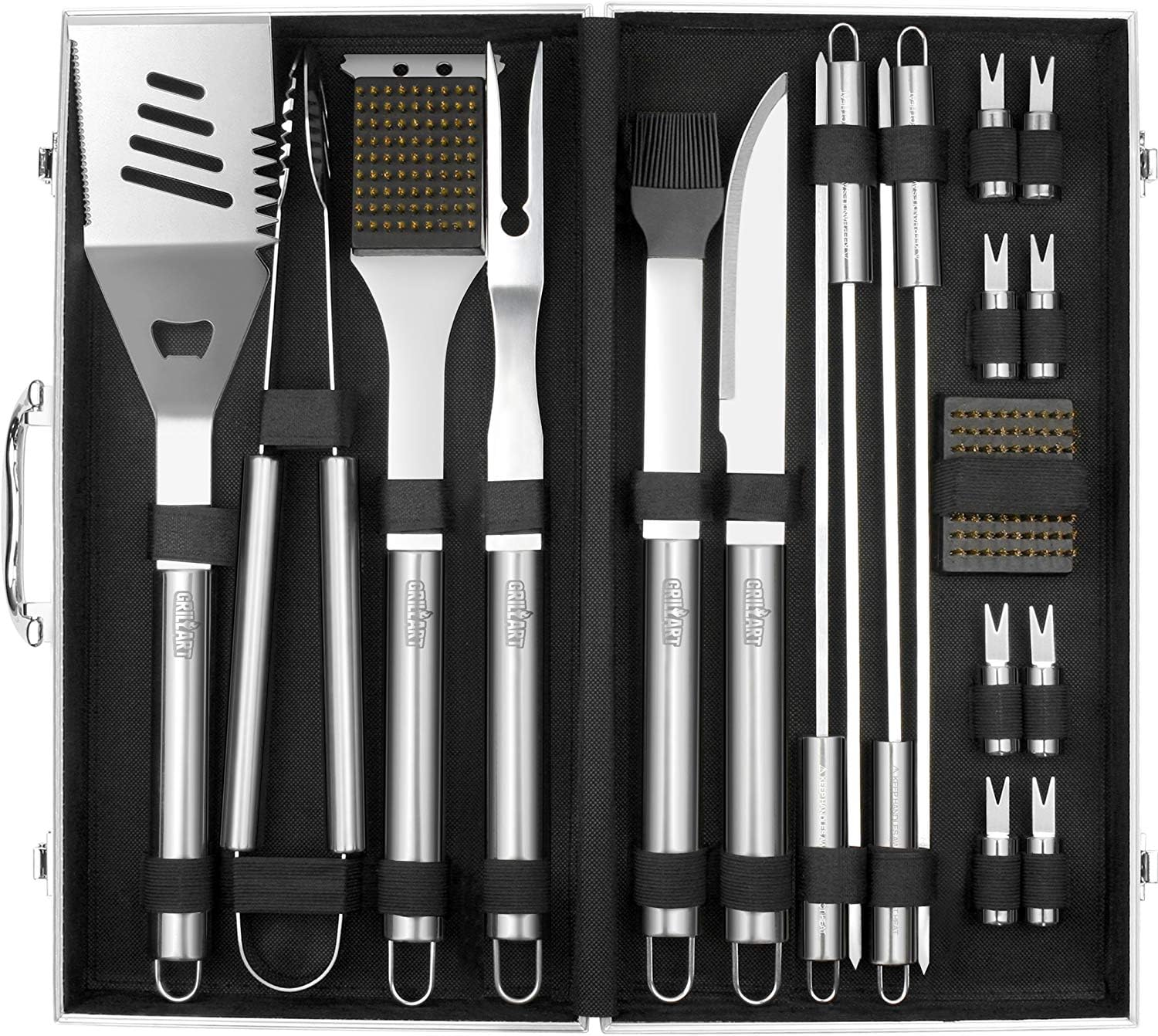 GRILLART grill brush with replaceable head displayed to extend cleaning life