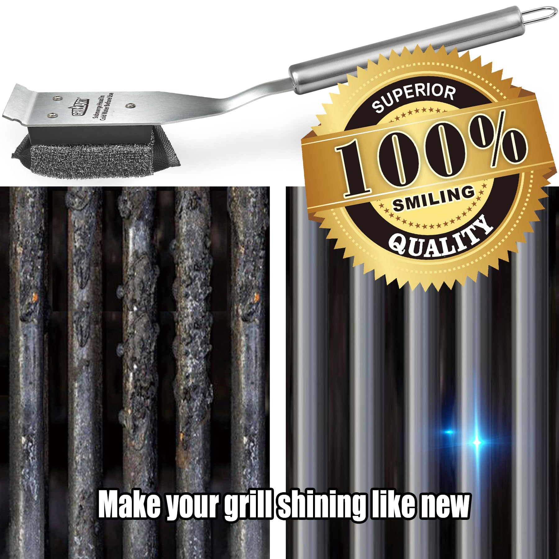 GRILLART replacement head in backyard grilling scene highlighting safe grill maintenance