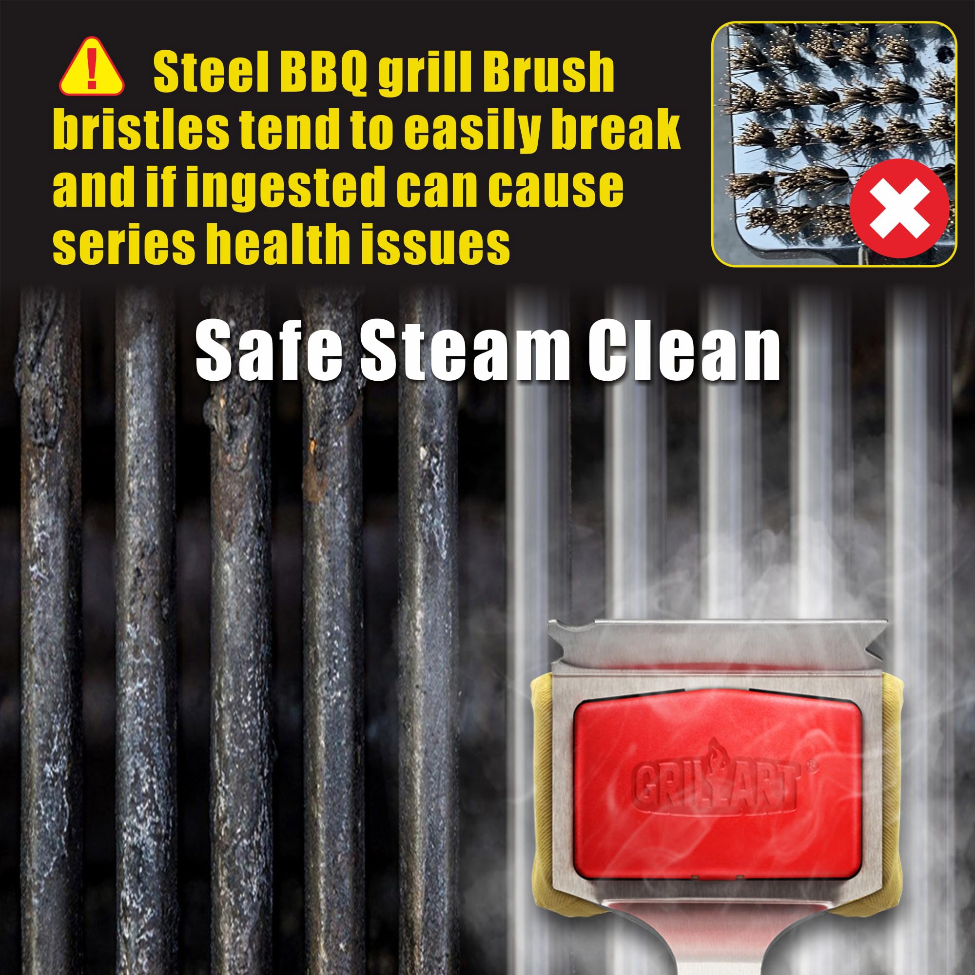 GRILLART removable cleaning head in dishwasher for easy maintenance and hygiene