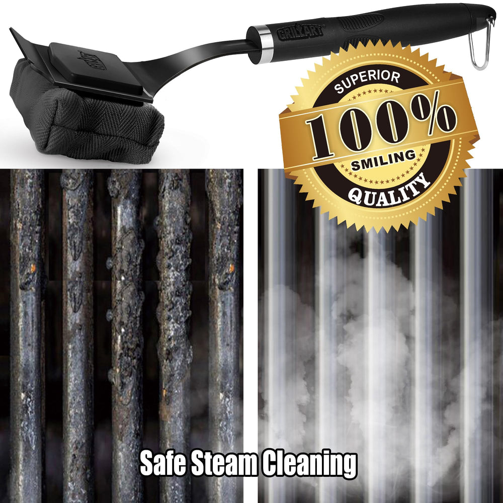 GRILLART SteamWizards packaged with pad and scraper visible, ready-to-use set