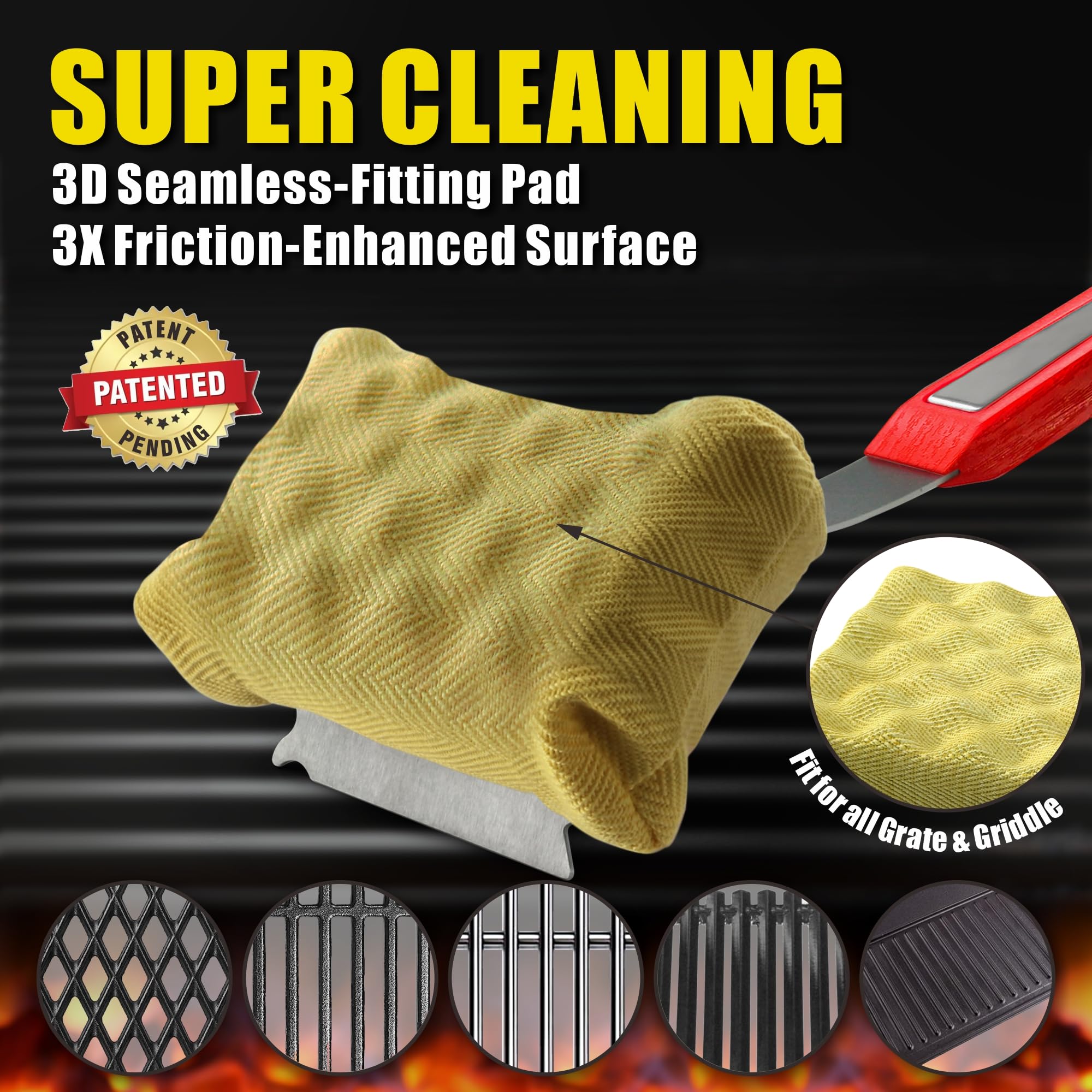 GRILLART close-up of heat-resistant StelFyber cleaning pad for effective residue removal