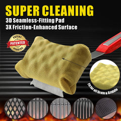 GRILLART close-up of heat-resistant StelFyber cleaning pad for effective residue removal