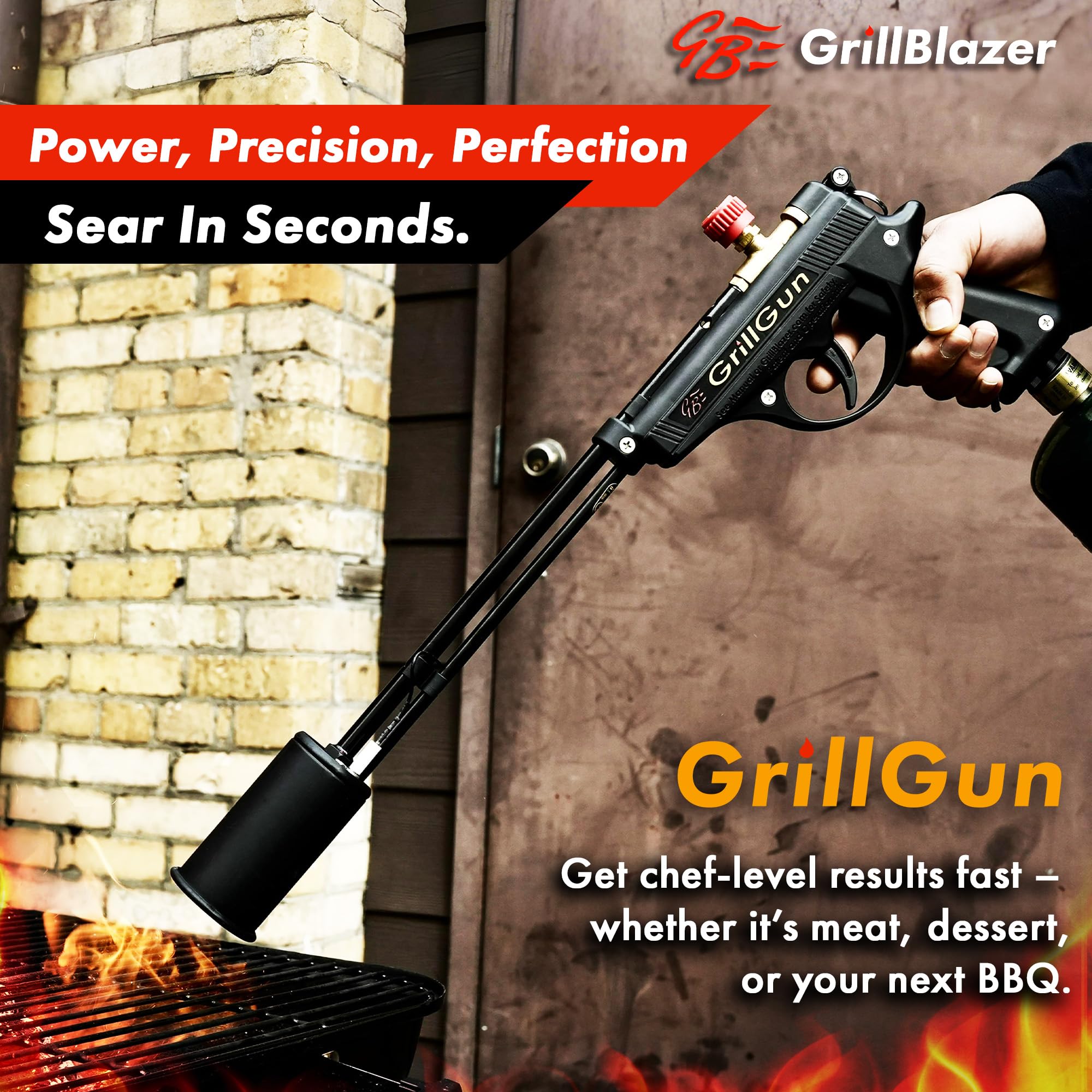 GRILLBLAZER nozzle close-up highlighting durable tip and precise flame control
