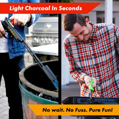 grillblazer torch producing strong flame lighting charcoal fast for quick grill start