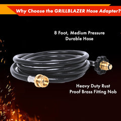 GRILLBLAZER full 8-foot hose laid out to show flexible reach and easier movement