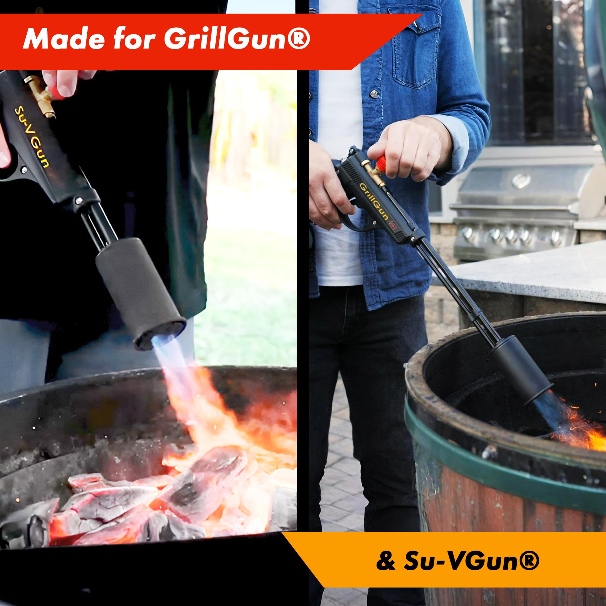 GRILLBLAZER lifestyle shot of outdoor grill setup showing tidy fuel routing and convenience