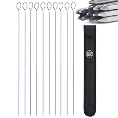Grillers Choice front view of 14 skewers showing durable stainless steel and length benefit