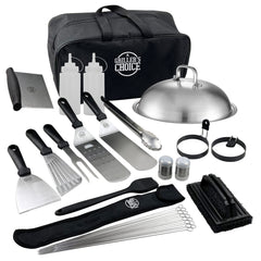 Grillers Choice front packaging showing full 32-piece set and contents benefit durability