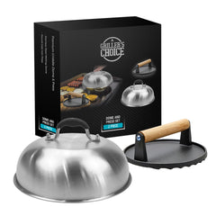 Grillers Choice front view of press and dome showing durable commercial kit benefit