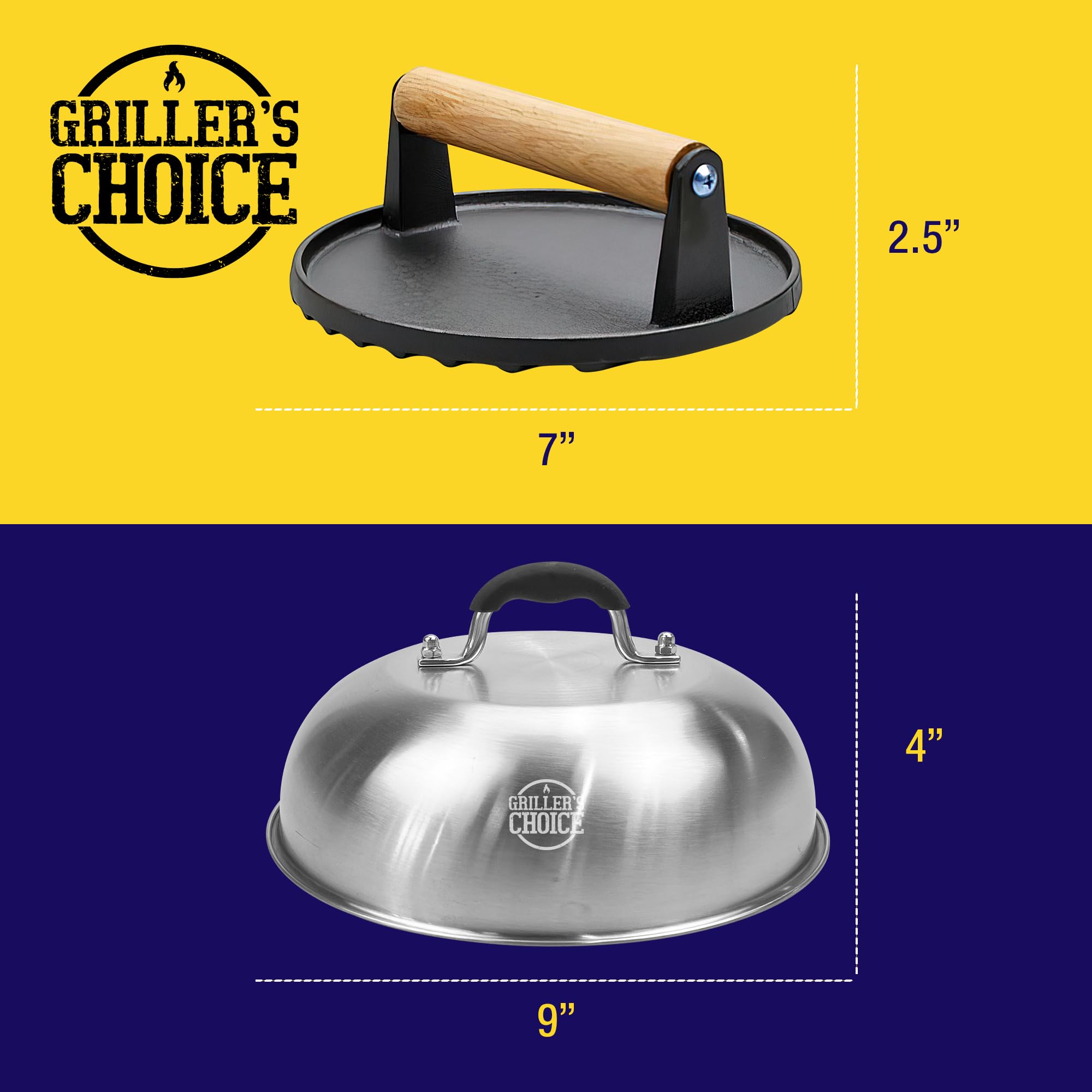 Grillers Choice handle and materials with scale for safe grip and reliable construction