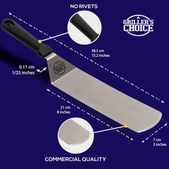 Griller's Choice scraper detail showing sturdy metal and easy residue removal